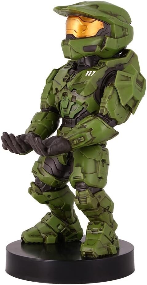 Exquisite Gaming: Halo: Master Chief - Mobile Phone &amp Gaming Controller Holder Device Stand Cable Guys Xbox Licensed Figure Green