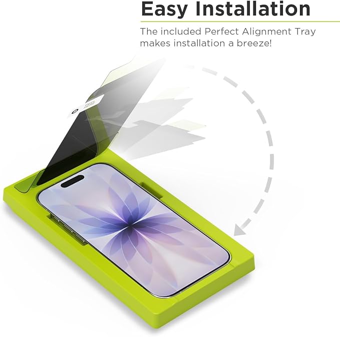 PureGear Privacy Screen Protector for iPhone 17 (2025) 6.3 Full Edge-to-Edge Coverage Self Alignment Installation Tray Touch Sensitive Case Friendly Anti-Fingerprint Coating Lifetime Replacemen