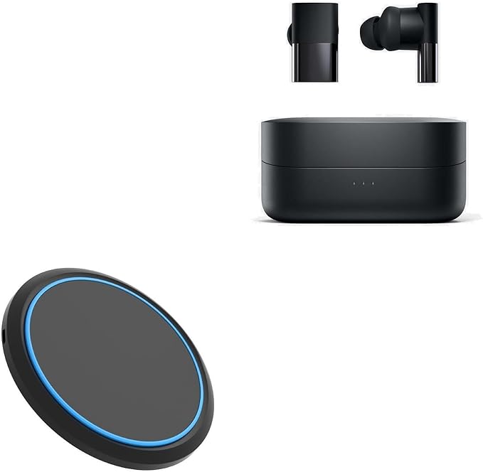 BoxWave Charger Compatible with Status Between 3ANC - SwiftCharge PowerDisc Wireless Charger (15W) Qi Wireless 15W Circular Desktop Charger - Jet Black
