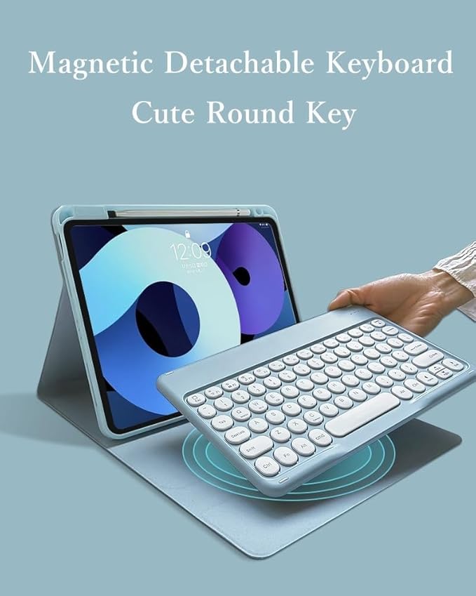 Keyboard Case for iPad Pro 11 inch (M5 2025) Case with Detachable Round Key Color Keyboard Cover Supports Pencil Magnetic ChargingDark Green
