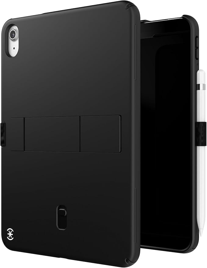 Speck iPad 10.9 Inch Tablet Case and Stand - Scratch Resistant Drop Protection &amp Quick Release Kickstand - for iPad 10th Gen 2022 - StandyShell Black/White