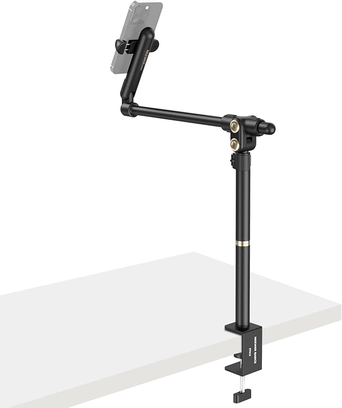 NEEWER Basics Overhead Phone Mount Holder Stand Metal Desk Tripod Camera Rig Compatible with iPhone Android Samsung for Cooking Makeup Drawing Vlogging Live Streaming Filming Video Recording ST013