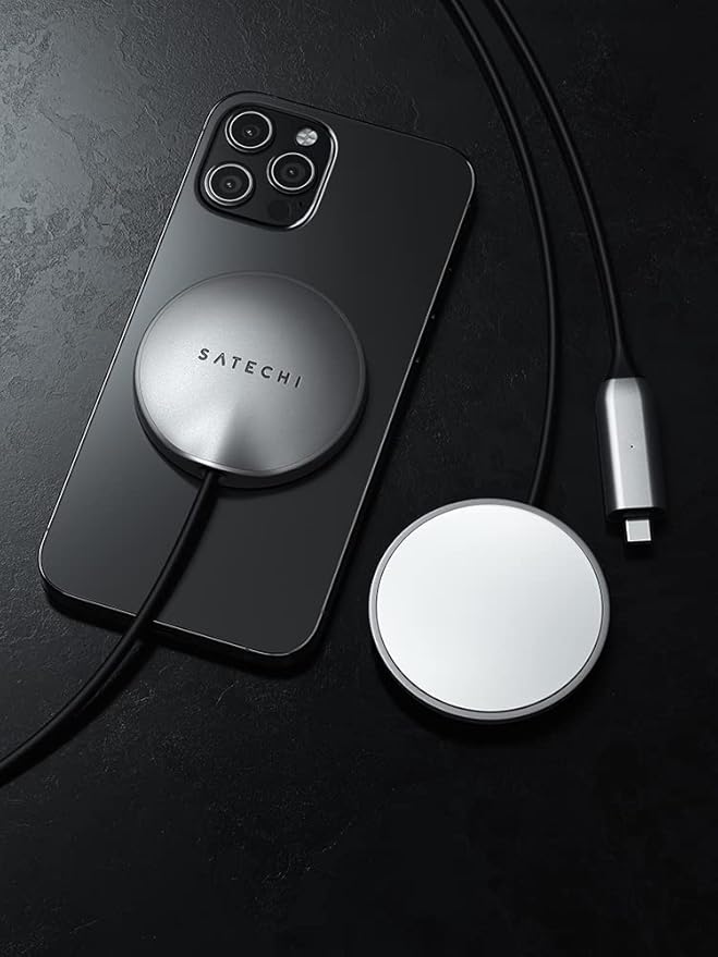 Satechi USB C Magnetic Wireless Charging Cable (Magnetic Wireless Charger) - Compatible with iPhone 16 Pro Max/16 Pro/16/16 Plus iPhone 15 Pro Max/15 Pro/15/15 Plus and More