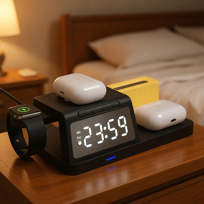 Wireless Charger Alarm Clock Ht309 Black