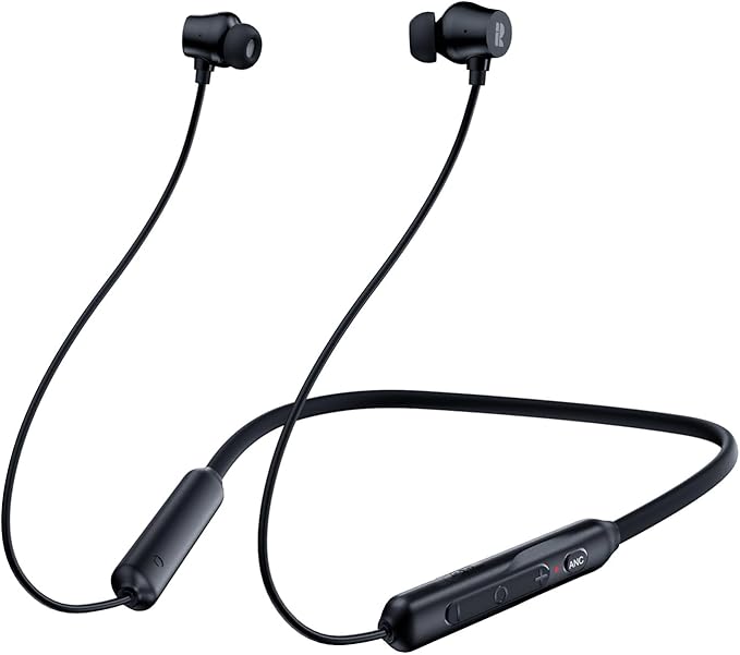 Rythflo Active Noise Cancelling Headphones Wireless in Ear Neckband Blutooth Headphones with 3 AI Mics ENC 60Hrs Playtime V5.3 Multipoint Connection Magnetic Earbuds for Work/Travel/Home/Office