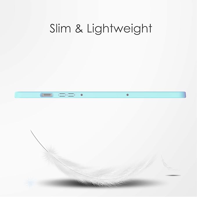 for Samsung Galaxy Tab S10 Lite/ S10 FE/ S9 FE 10.9 Inch Tri-Fold Smart Tablet Case with Pen Holder Shockproof Protective Cover W Transparent Back Shell Auto Wake/SleepSky Blue