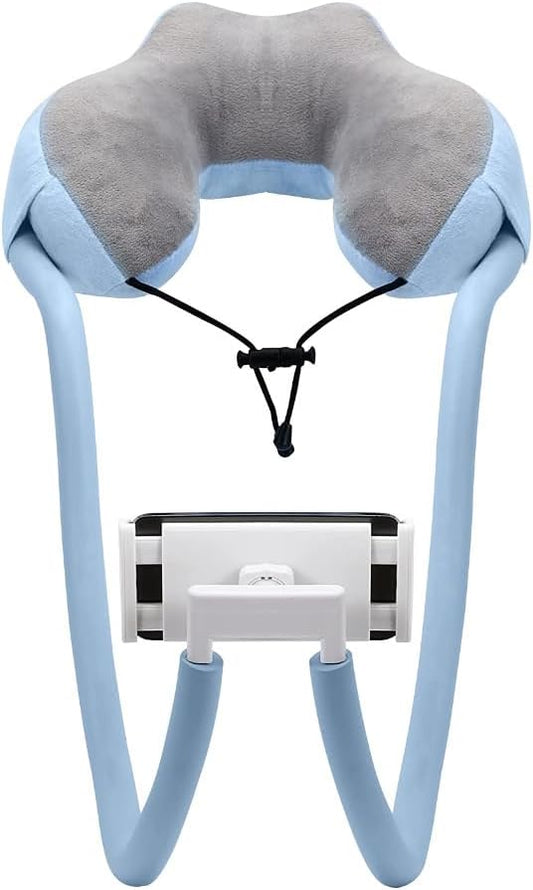 Neck Pillow Phone HolderLazy Gooseneck Cell Phone Stand with 360 ClipUniversal Mobile Phone Tablet Stand for iPhone 15 14/14 Pro Max/13 (Blue)