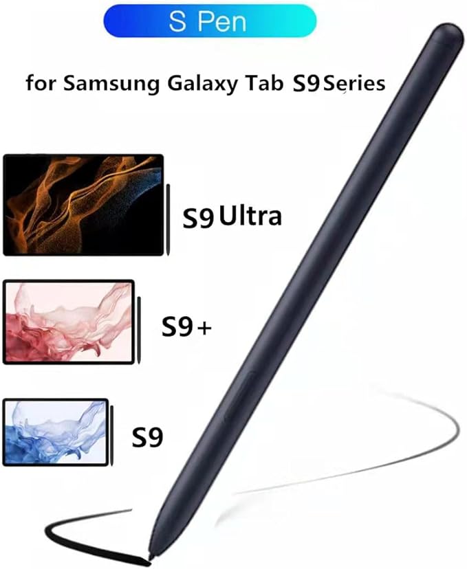 Tab S9 S Pen (WithBluetooth) Slim 0.7mm Pen Tip 4096 Pressure Levels for Samsung Galaxy Tab S9 | Tab S9 Plus | Tab S9 Ultra | Tab S9 FE | Tab S8 | Tab S7 All Versions Stylus Pen Touch S Pen - Black