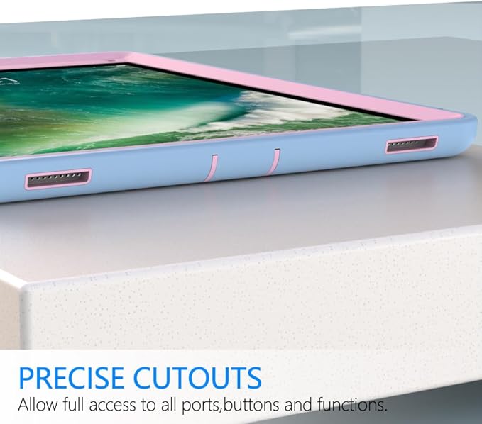 Case for iPad Pro 12.9 Case 2017/2015 (Old Model1st &amp 2nd Gen) Puxicu Heavy Duty Rugged Protective Cover for iPad Pro 12.9 (Model: A1584 A1652 A1670 A1671) Blue &amp Pink