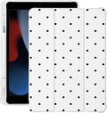 Cute Kawaii Polka Dot for iPad 7th/8th/9th Generation Case with Pencil Holder Auto Sleep/Wake White Leather Soft TPU Back Cover for iPad 10.2 Inch 2019/2020/2021