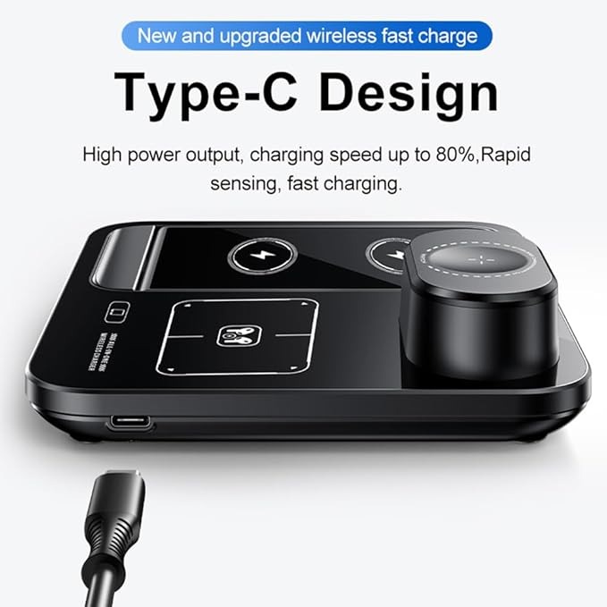 IHAO 3in1 Auto-Rising Wireless Charging Station 15W Fast Charge Ultra-Slim Foldable Design Wireless Charger for Phone Watch Earbud QC3.0 &amp PD Compatible