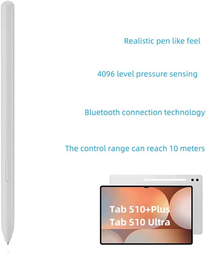 Tab S10 Ultra/S10 Plus S Pen Compatible with Samsung Galaxy Tab S10+ Plus/Tab S10 Ultra All Versions Stylus Pen with Bluetooth 4096 Pressure Sensor .Slim 0.7mm Tip with 5xTips (Platinum Silver)