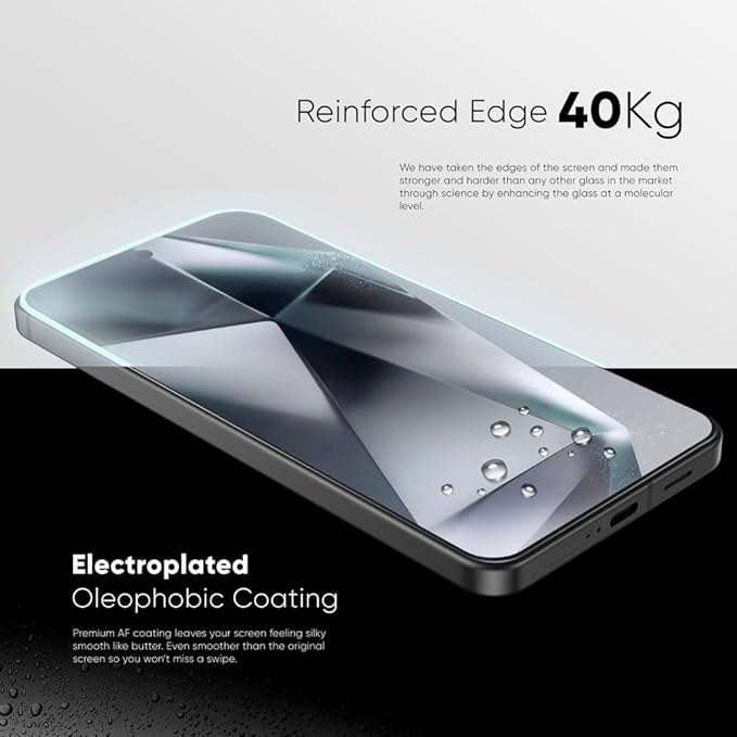 FLOLAB NanoArmour ONETIME for Samsung Galaxy S25+ Plus / S24+ Plus Case Friendly Screen Protector Tempered Glass 2 Pack Fingerprint ID Compatible Durable Dust Free Easy to Install