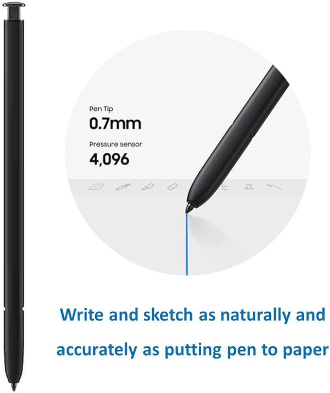 S Pen S23 Ultra (withBluetooth) Replacement for Samsung Galaxy S23 Ultra Stylus Pen (4096 Pressure Levels) + Replacement Tips/Nibs Gray Top Matches Graphite &amp Red Phones (Gray)
