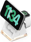 mooas Crystal Lamp 3 in 1 Mag-safe Wireless Charging Stand (White) 2 Color Nightlight 3 in 1 wireless charger Compatible with iPhone 12/13/14/15 Galaxy S21 S22 S23 S24 Apple watch Galaxy watch