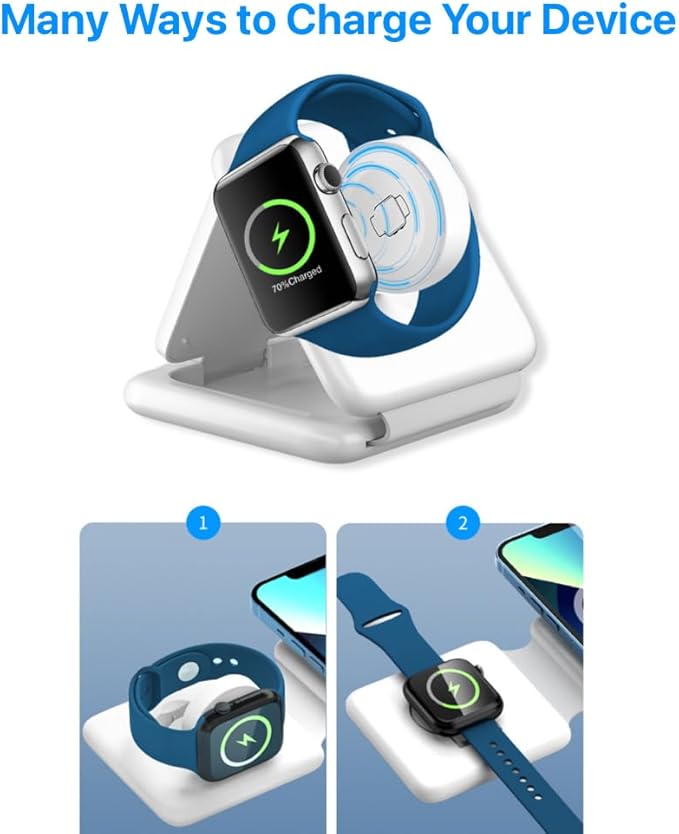 Wireless Charging Station 3 in 1 Foldable Magnetic 15W Travel Multiple Devices Fast Charger for iPhone 16/15/14/13/12 Series AirPods 3/2/Pro/Pro2 iWatch (White)