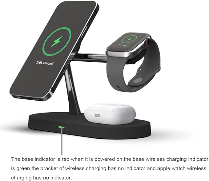 5 in 1 Magnetic Wireless Charging Stand 15W Fast Mag-Safe Charging Station Design for iPhone 15/14/13/12 Series iWatch 7/SE/6/5/4/3/2 Airpods 3/2/Pro