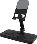 JTLB 6 in 1 Wireless Charger for IOS Device with Alarm Clock and 6 Color Ambient Light 15W Foldable Wired Charging Station (Black)
