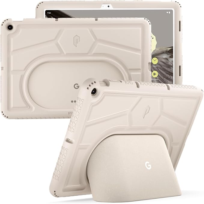 Poetic TurtleSkin Series for Google Pixel Tablet Case 11 inch (2023) Heavy Duty Shockproof Rugged Kids Friendly Drop Protection Silicone Cover Case Porcelain