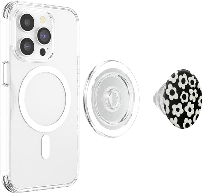 PopSockets Floral Phone Grip &amp Stand – Black Mod Flower PopSockets PopGrip for MagSafe