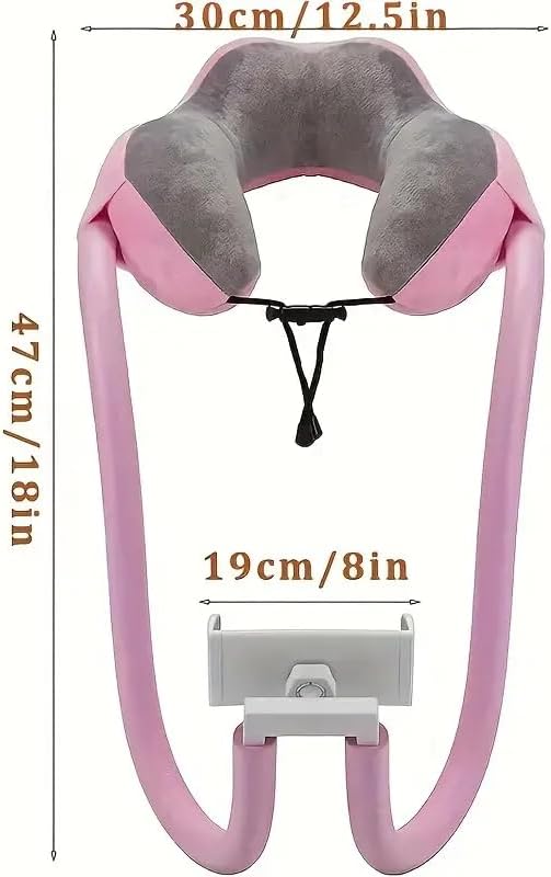 Neck Pillow Phone HolderLazy Gooseneck Cell Phone Stand with 360 ClipUniversal Mobile Phone Tablet Stand for iPhone 15 14/14 Pro Max/13 (Pink)