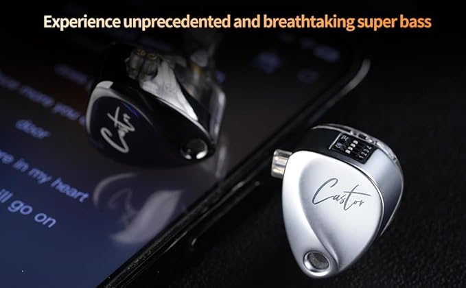 KZ Castor in Ear Monitor Headphones Dual-Dynamic Driver Wired Gaming Earphones HiFi IEM Wired Earbuds Noise Cancelling 2Pin-C Detechable Cable Earbuds with Mic