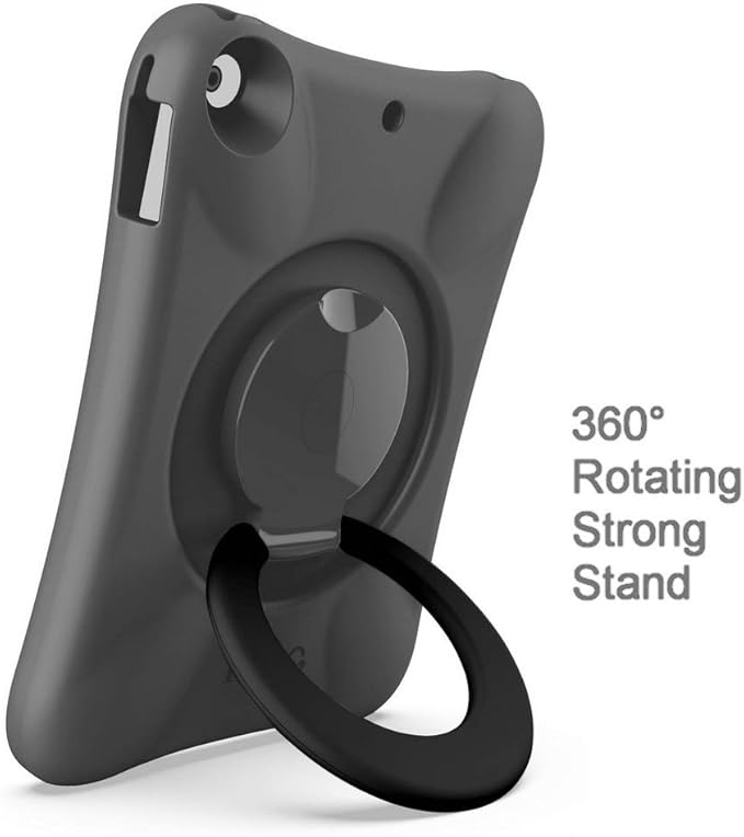 NLR FUN Pepkoo Kids Case for iPad Shockproof Cover for 9.7” iPad 6th/5th Generation (2018/2017) / iPad Air 2 / iPad Air Lightweight Full Body Protective with Foldable Handle/Stand Boy (Grey+Black)