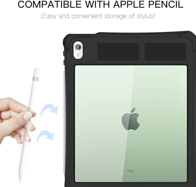 Waterproof Case for iPad Air 11 Inch M2 (2024) / M3 (2025) Full-Body Protective Cover with Built-in Screen Protector 6.6FT Waterproof Shockproof Pencil &amp Keyboard Compatible – Black