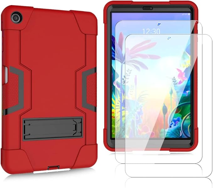 Generic Mignova Case for LG G Pad 5 10.1 inch Tablet Hybrid Kids Friendly Shockproof Case with Tempered Glass Screen Protector (Red)