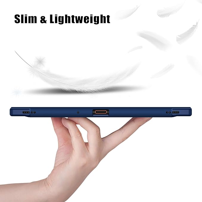 Case for BOOX Note Air 3 C and B/W E Ink Tablet 10.3 ePaperSlim Drop Protection Tri-Fold Cover with Hard Shell Transparent Back and Pen Holder Stand Cover with Auto Wake/SleepNavy