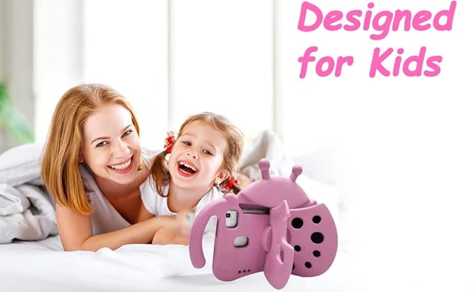 for Alcatel Joy Tab 2 Case for Kids Children Friendly Shockproof Protective Stand Handle Cover for Joy Tab 2 Case Alcatel 2020 8 Tablet (Model: 9032Z) for Boys Girls Cute Ladybug - Pink