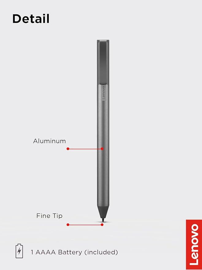Lenovo USI Stylus Pen Chrome OS Support 4096 Levels of Pressure Sensitivity 150 Days Battery Life AAAA Battery Works with Chromebook GX81B10212Grey