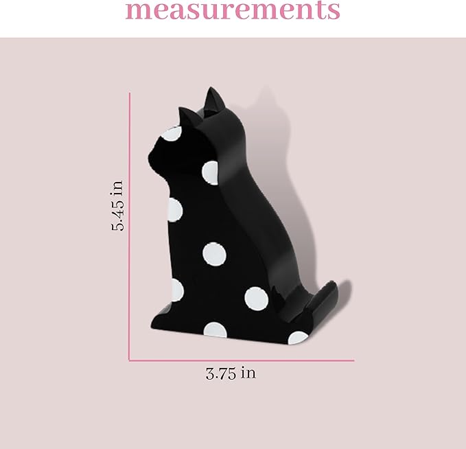 kate spade new york Acrylic Cell Phone Stand Novelty Phone Holder for Desk Black Cat (Picture Dot)