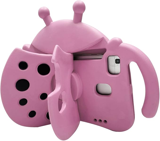 for Alcatel Joy Tab 2 Case for Kids Children Friendly Shockproof Protective Stand Handle Cover for Joy Tab 2 Case Alcatel 2020 8 Tablet (Model: 9032Z) for Boys Girls Cute Ladybug - Pink