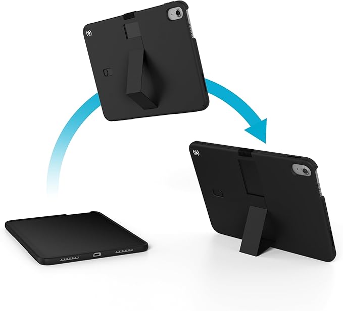 Speck iPad 10.9 Inch Tablet Case and Stand - Scratch Resistant Drop Protection &amp Quick Release Kickstand - for iPad 10th Gen 2022 - StandyShell Black/White