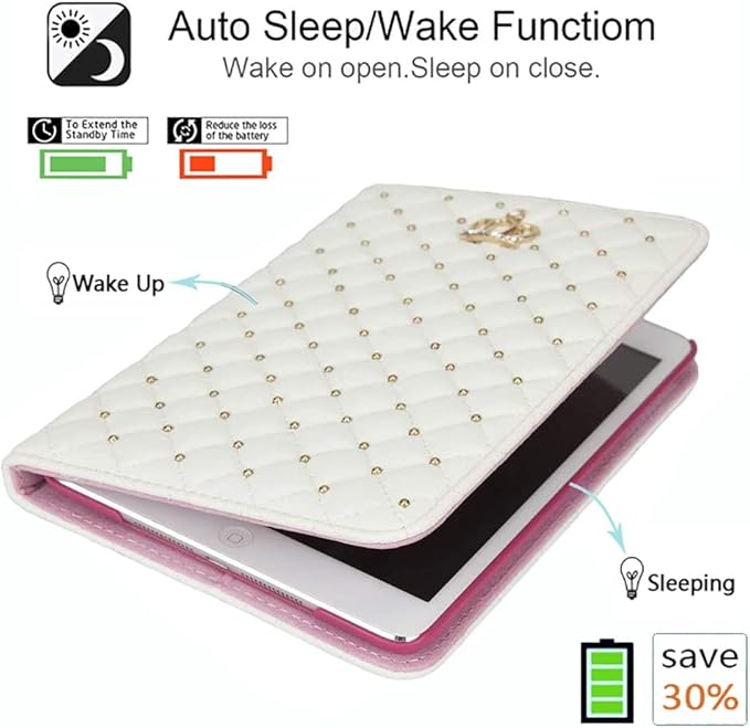 Cute Crown Case for iPad Air 3 10.5'' 2019/ iPad Pro 10.5'' 2017Pu Leather Rhinestones Elegant Smart Auto Sleep/Wake Stand Shockproof for Apple iPad 10.5'' Air 3/ iPad Pro 2017(Purple)