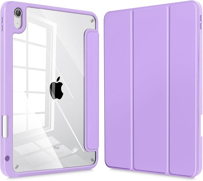 Tuiklol for iPad (A16 Chip) 11th Generation 11 inch 2025 / iPad 10th Generation 10.9 inch 2022 Case Buit in Pencil Holder with Clear Back Shell Cover Trifold Stand Auto Wake/Sleep Purple