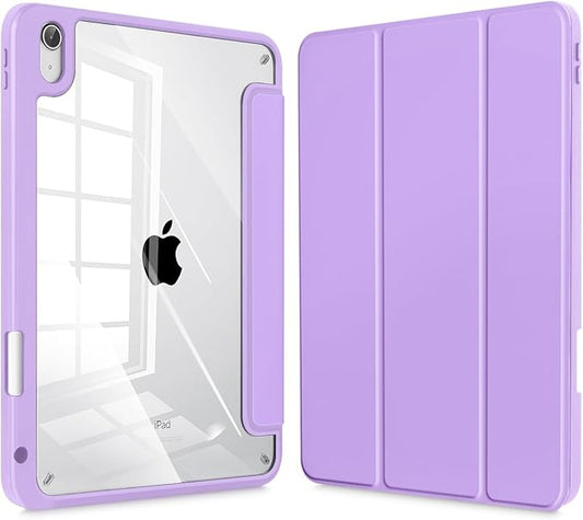 Tuiklol for iPad (A16 Chip) 11th Generation 11 inch 2025 / iPad 10th Generation 10.9 inch 2022 Case Buit in Pencil Holder with Clear Back Shell Cover Trifold Stand Auto Wake/Sleep Purple