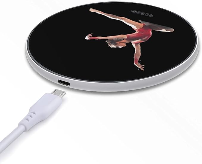 Gymnast Gymnastics Performing Fast Portable Charger 10W Funny Graphic Phone Charging Pad with USB Cable