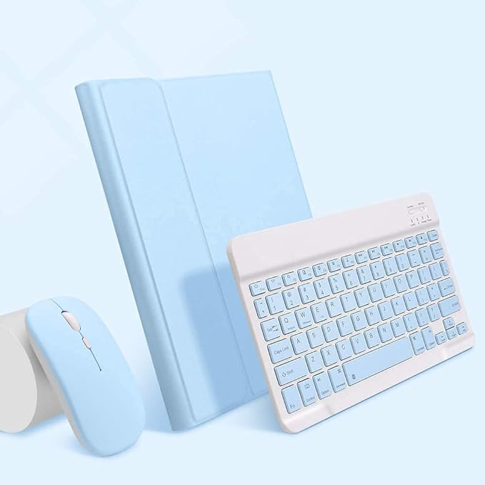 Galaxy Tab S10 Lite/S10 FE/S9 FE/S9 Case with Keyboard and Mouse Detachable Magnetic Keyboard Case with S Pen Holder (Sky Blue)