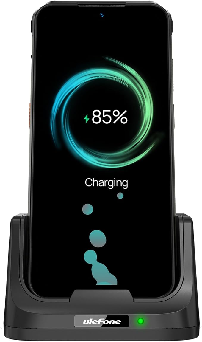 Wireless Charger for Ulefone Rugking/Power Armor 16S/ Armor 21/ Power Armor 16 Pro Desk Charging Dock Dual Output Charging 2-in-1 Charger Stand
