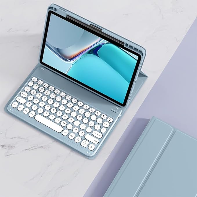Keyboard Case for iPad Pro 11 inch (M5 2025) Case with Detachable Round Key Color Keyboard Cover Supports Pencil Magnetic ChargingDark Green