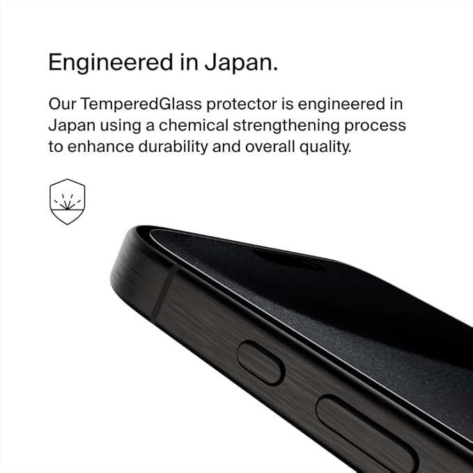 Belkin ScreenForce TemperedGlass Treated Privacy Screen Protector for iPhone 15 Pro Max - Slim &amp Scratch-Resistant - Includes Easy Align Tray for Bubble Free Application