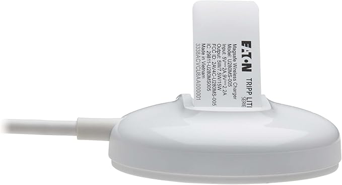 Eaton Tripp Lite Series Wireless Charger Pad 15W Magnetic Phone Charging Pad MagSafe MFi Charging for Apple iPhone iPad &amp AirPods 5ft Cable White 1-Year Warranty (U280MS-005)