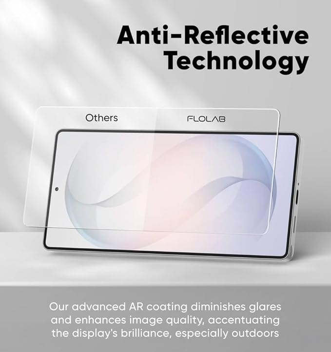 FLOLAB NanoArmour ONETIME PRO for Samsung Galaxy S26 Screen Protector Anti Reflective Tempered Glass Edge to Edge Fingerprint ID Compatible Dust Free Easy to Install