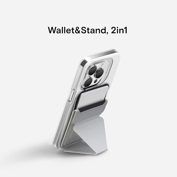 MOFT MagSafe Wallet Phone Stand Compatible for iPhone 16/15/14/13/12 Series Strong MagneticVegan Leather Phone Card Holder with 3 Viewing Angles Misty Cove