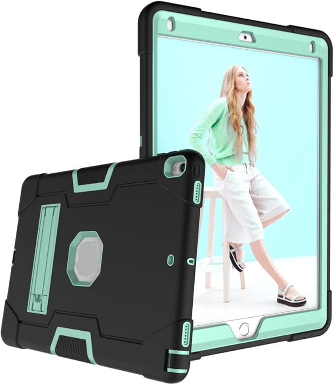 Jaorty 3 in 1 Hybrid Case for iPad Air 3 10.5 &amp iPad Pro 10.5 - Heavy Duty Rugged Stand Shockproof Anti-Slip Anti-Scratch - Black/Green