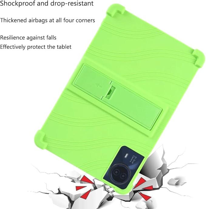 Compatible for ECOPAD T30 10.1 Inch Tablet Case + Screen Protector Tempered Glass Film Soft Silicone Full Coverage Adjustable Stand Protective Tablet Cover Rose