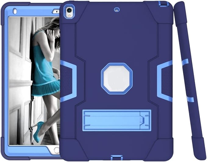 Jaorty 3 in 1 Hybrid Case for iPad Air 3 10.5 &amp iPad Pro 10.5 - Heavy Duty Rugged Stand Shockproof Anti-Slip &amp Scratch Navy Blue