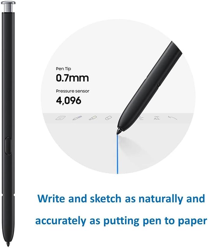 S22 Ultra Pen (withBluetooth) Replacement for Samsung Galaxy S22 Ultra S Pen S22 Ultra Stylus (4096 Pressure Sensor) + Replacement Tips/Nibs (Silver)